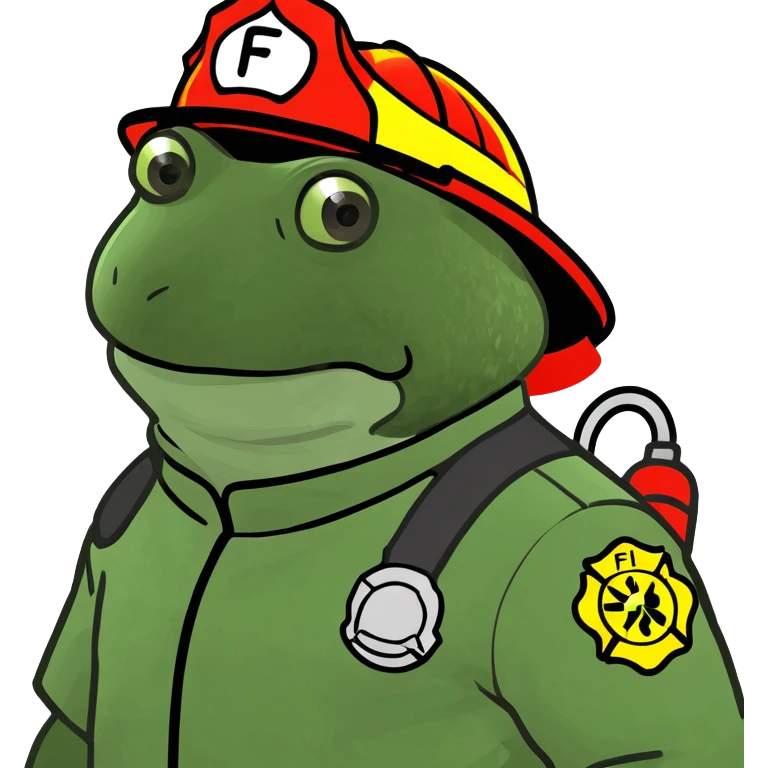 bufo in a fire fighter suit emoji
