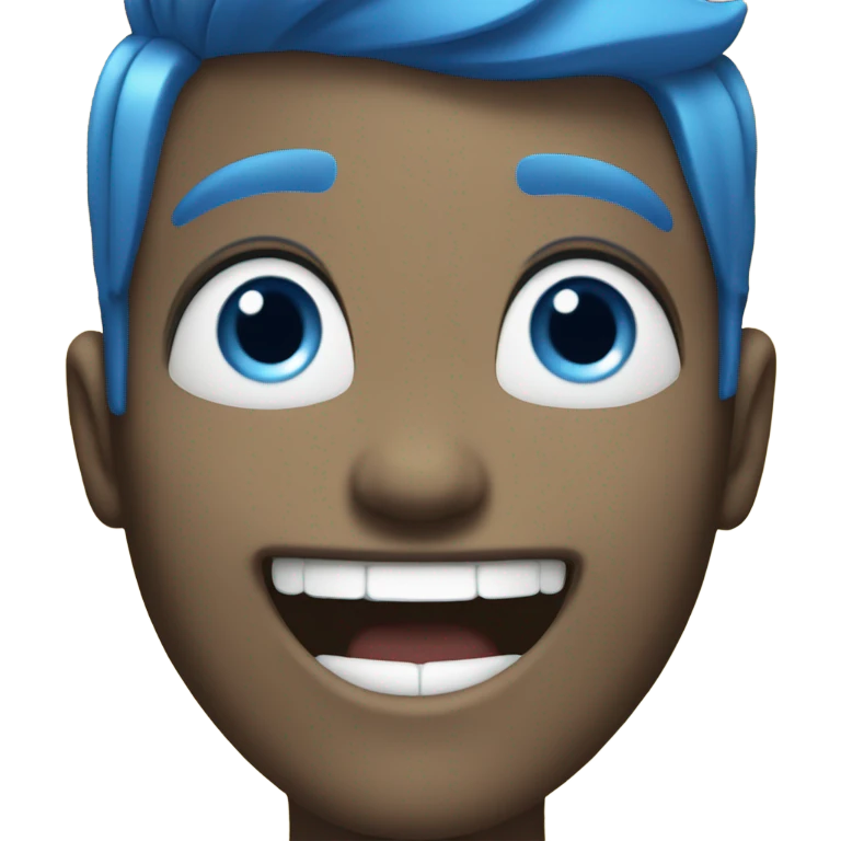 joy emoji face with short blue hair quiff emoji