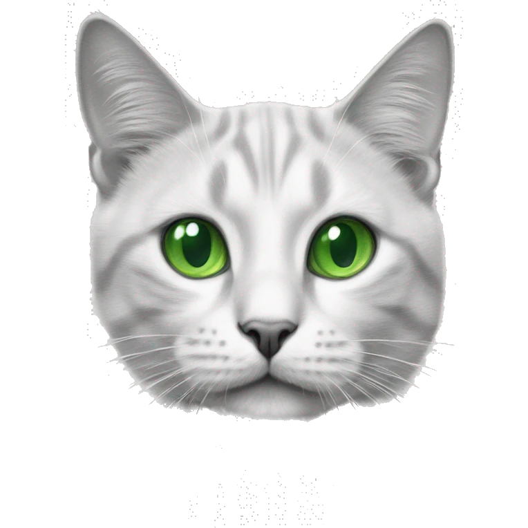 realistic green eyed cat in pencil sketch emoji