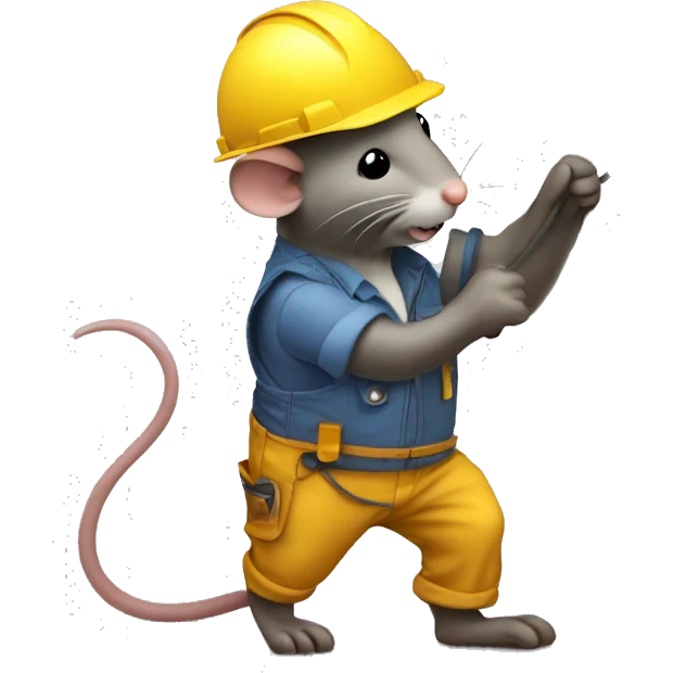 rat construction worker pulling cord for drapes emoji