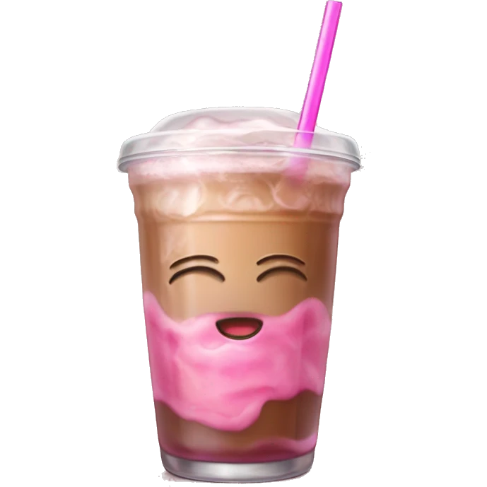 Realistic pink colored iced coffee in a glass (no face)  emoji