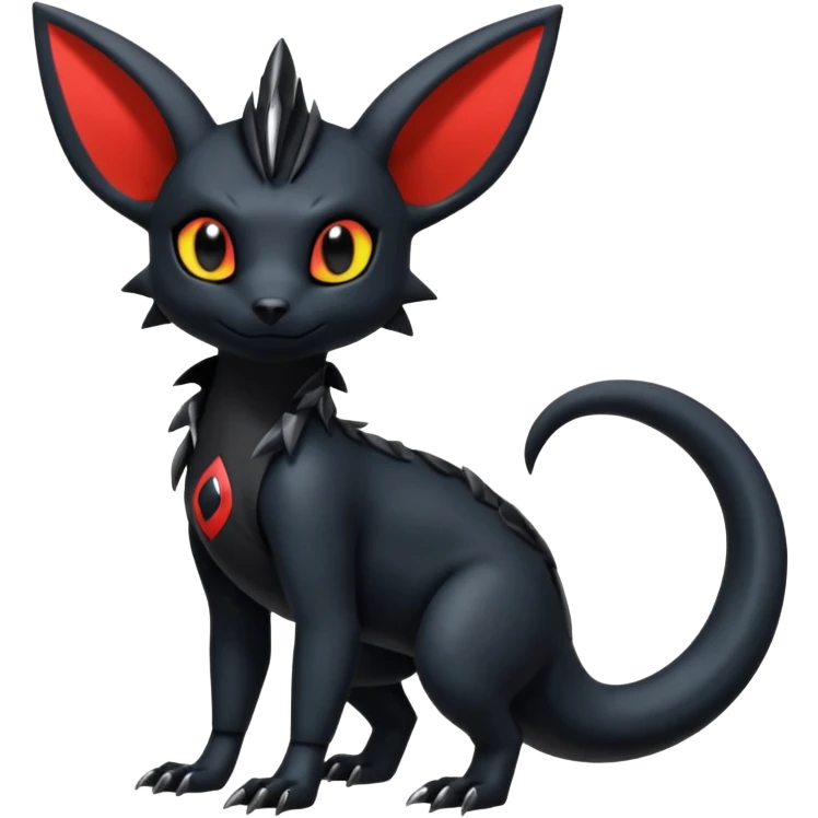 Shiny Dark Edgy Gothic Gloomy Futuristic Salandit-Umbreon-Noibat-Litten-Hybrid (Full body) emoji