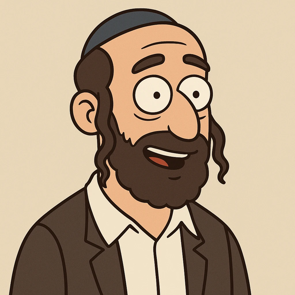 Jewish man, wearing a kippah, simple background, flat toon style emoji