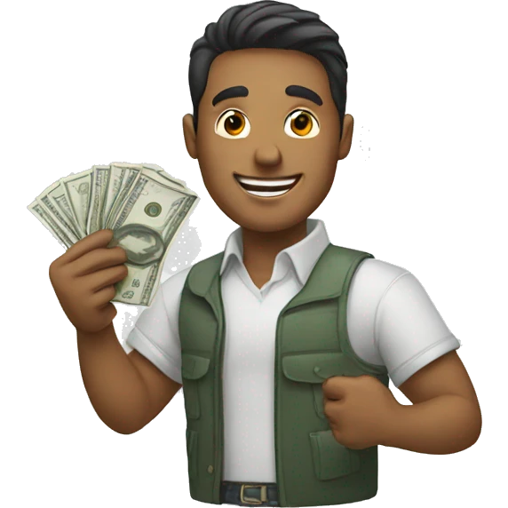 Man holding money and smiling  emoji