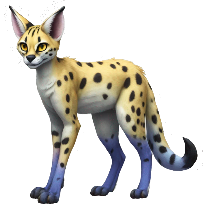 Epic Colorful Sergal-Serval-Vernid full body emoji