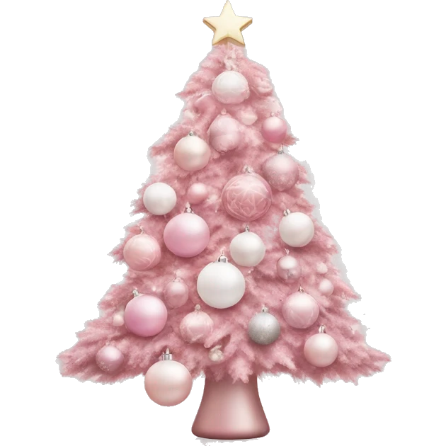 Pastel pink Christmas tree with pink and white ornaments  emoji