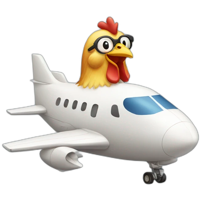 a chicken sitting on an aeroplane emoji