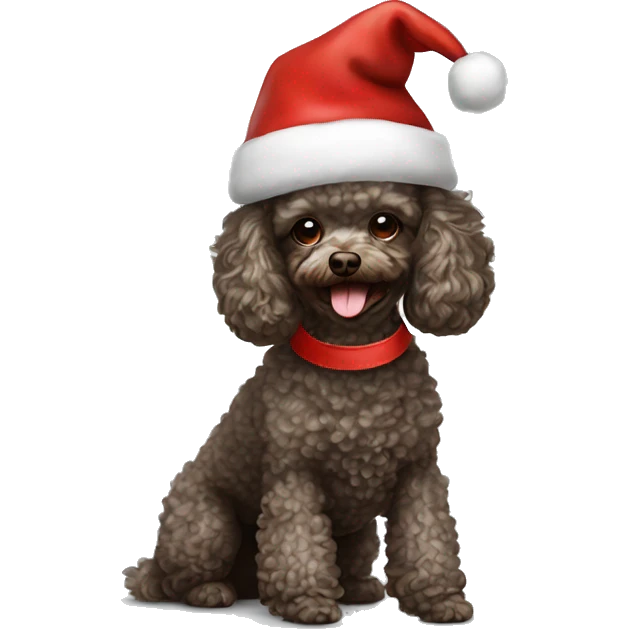 Toy poodle with Santa hat  emoji