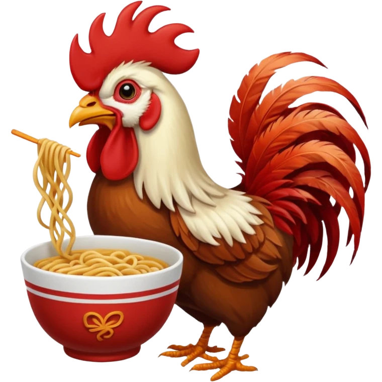 rooster eating noodle emoji