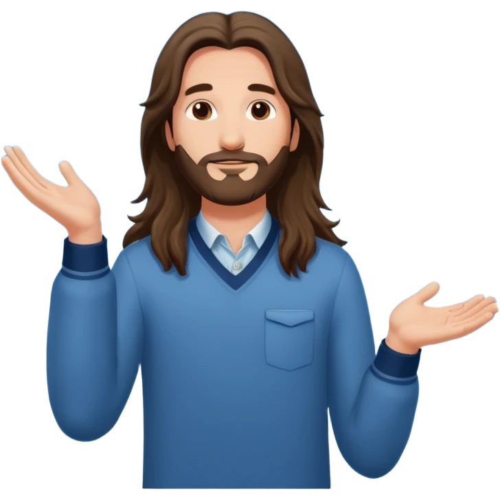 long haired man open arms looking at a flying pigeon emoji