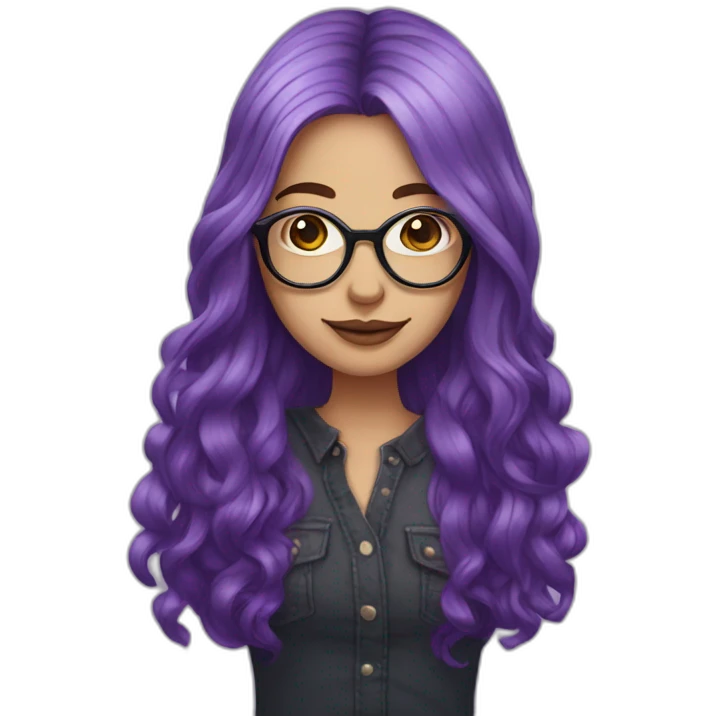 long purple hair fair skin woman in glasses with a septum piercing emoji