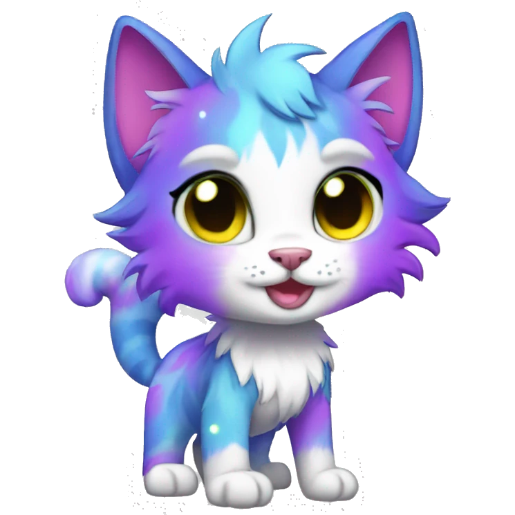 Colorful Sparkle-cat-fursona full body emoji