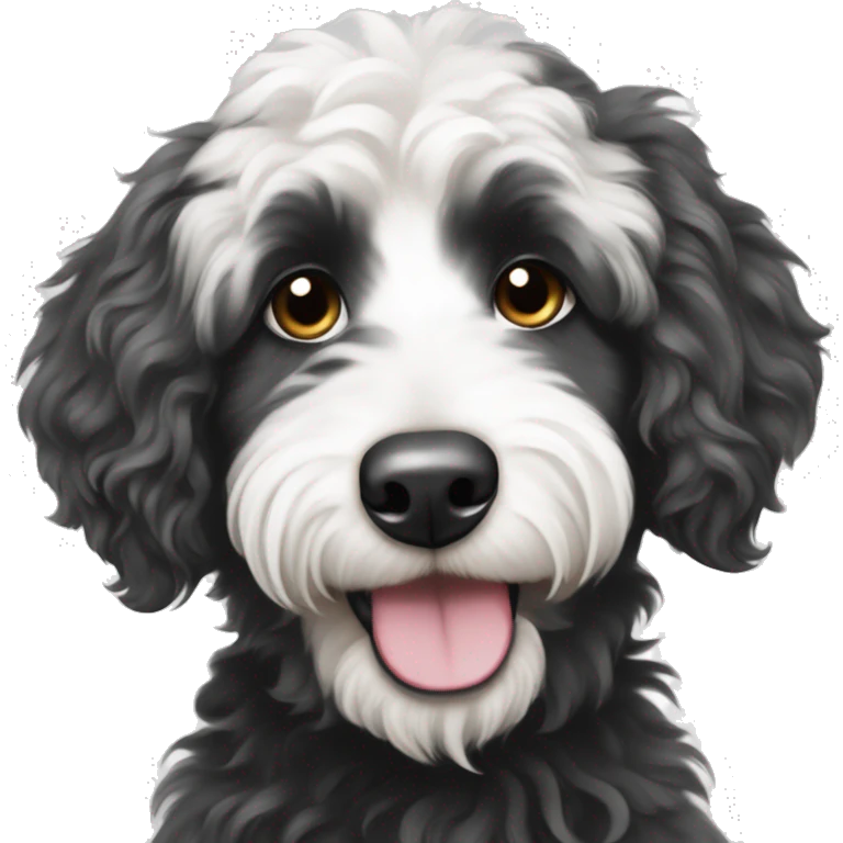 Black and white Aussiedoodle emoji