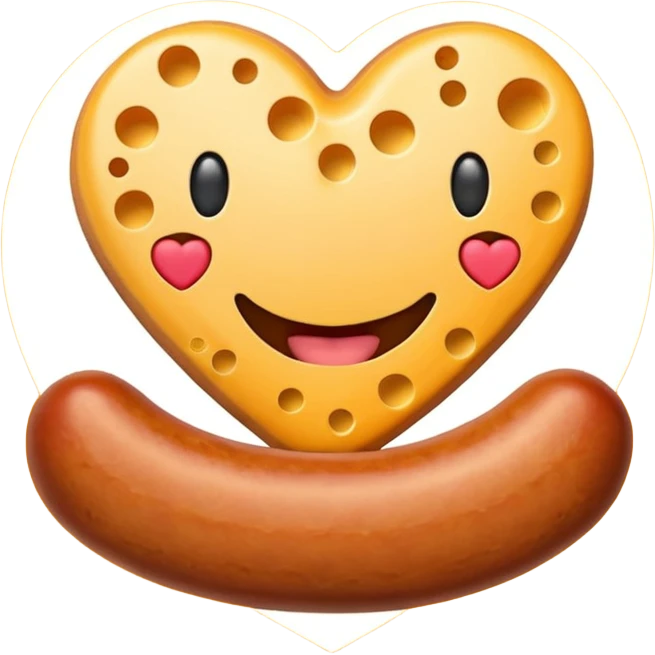 Make emoji sausage cheese love shape emoji