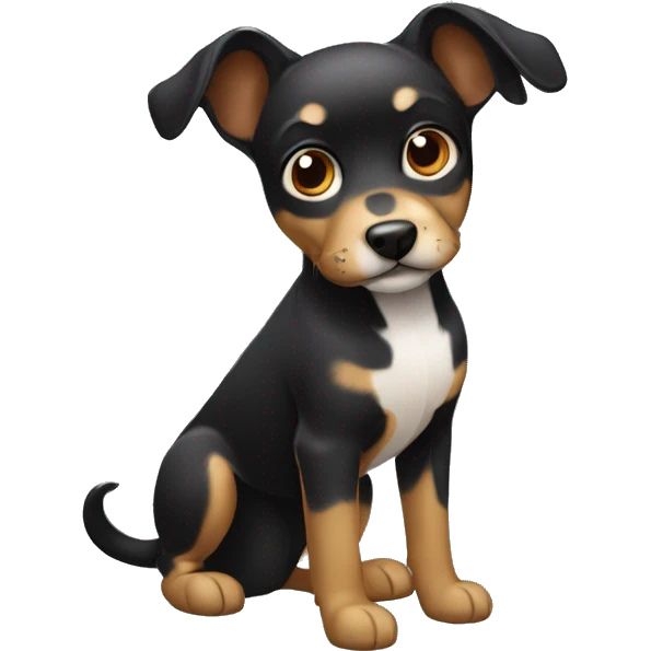 Perrito negro con una oreja arriba y otra medio abajo  emoji