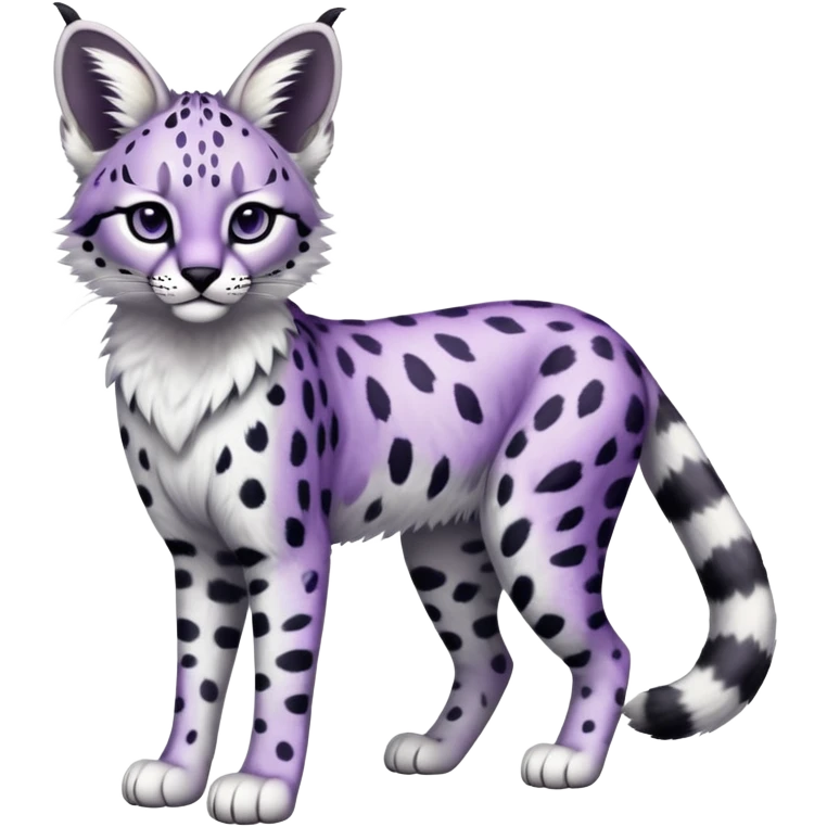 Epic Edgy Cute Black White Purple ethereal Serval-Snow-Leopard-Bobcat-Fionbri full body emoji