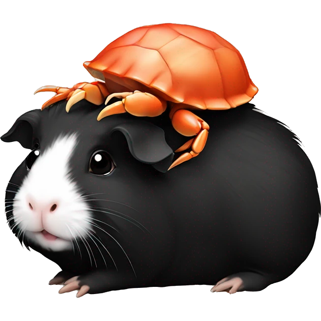 Cute Black guinea pig with crab emoji