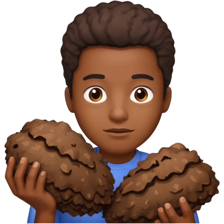 Black guy holding a poop emoji