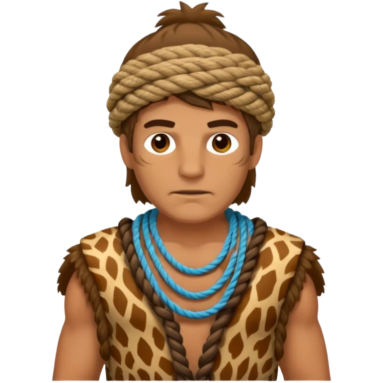 Ancient  man with animal skin clothes with ropes emoji