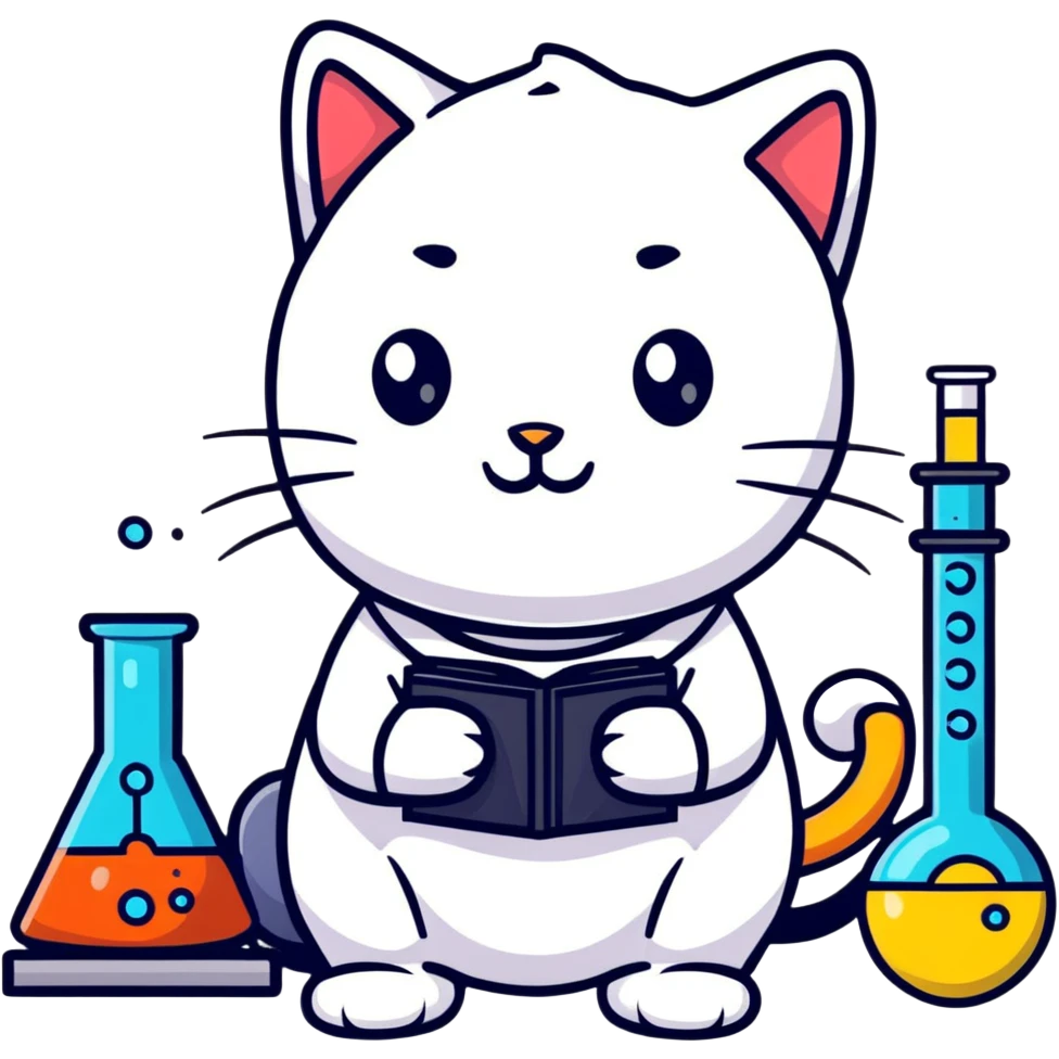 cat scientist smiling with science equipment emoji