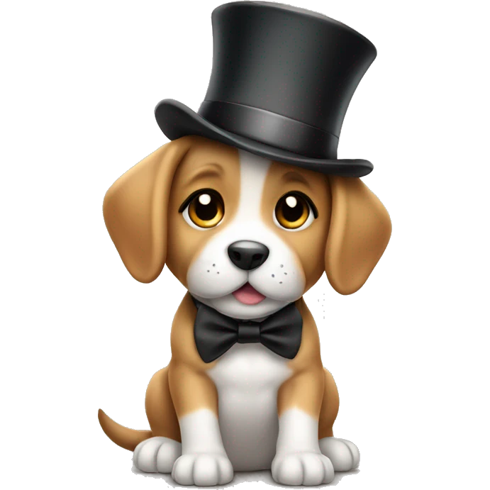 Cute puppy with tophat says thank you emoji