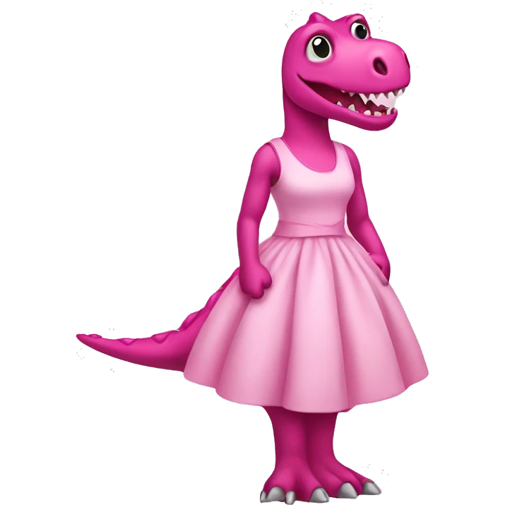 Pink dinosaur in a dress emoji