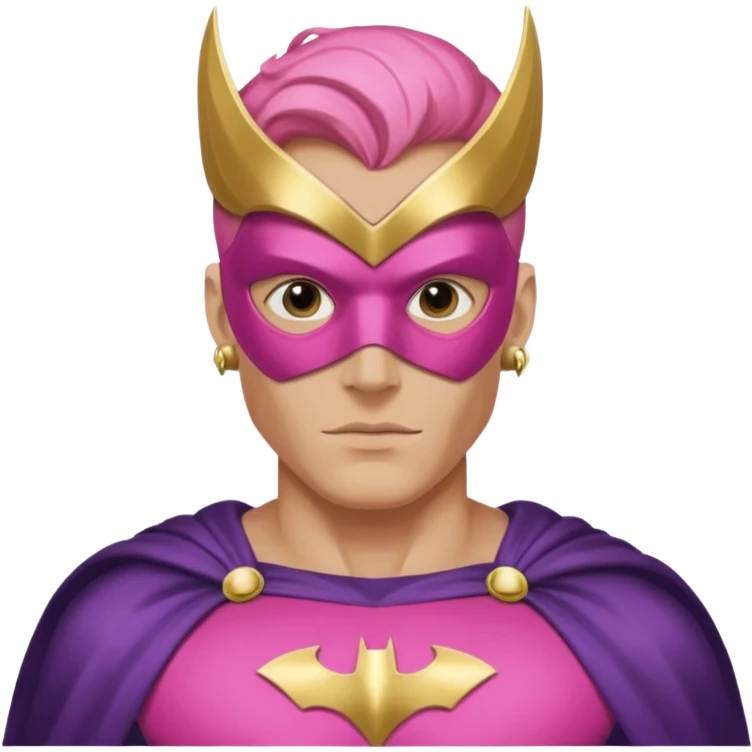 mask wearing man superhero pink with big earrings emoji