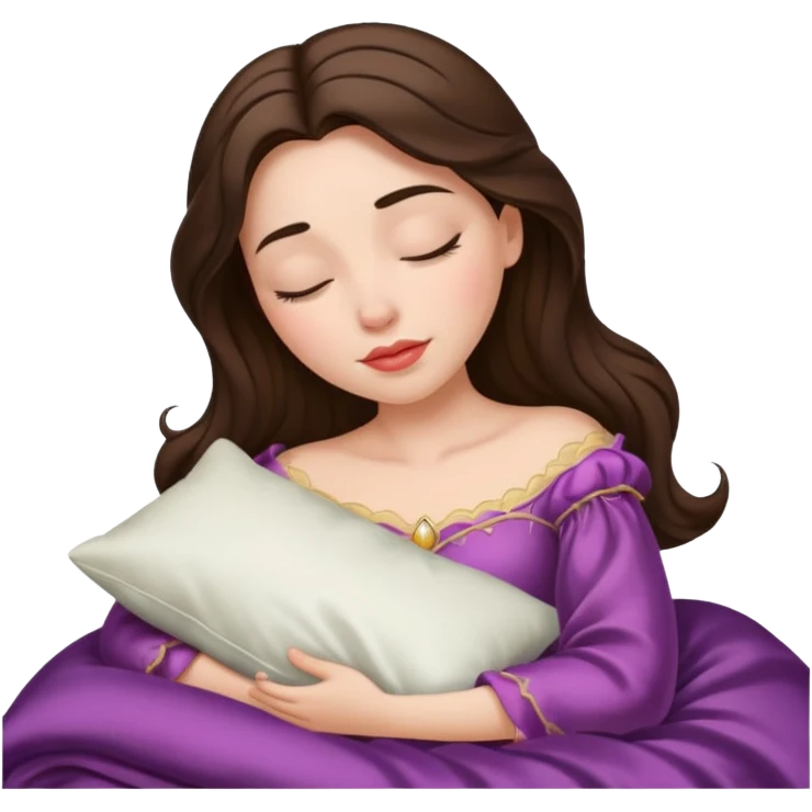 sleeping beauty brunette white girl with a silk pillow emoji