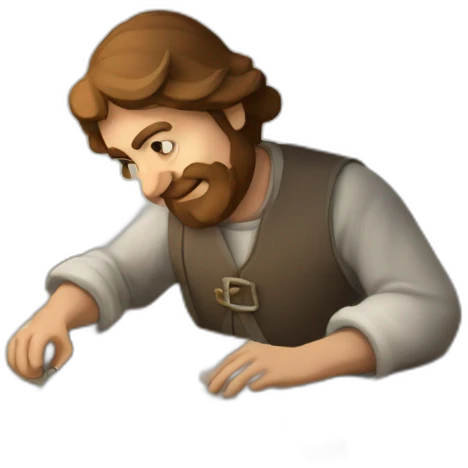 medieval architect working, overseeing a floor plan laid out on a piece of paper emoji