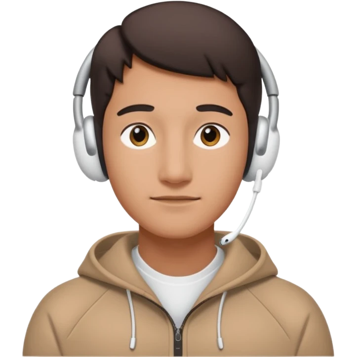 A face exactly like this « 😶 » and wearing airpods max emoji