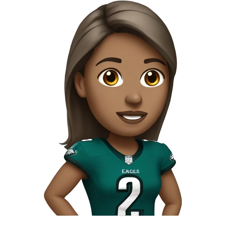  White female brown hair wearing Philadelphia Eagles jersey emoji