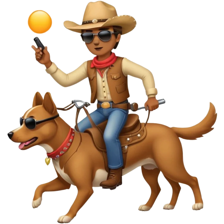 Man riding a dog into a sunset emoji
