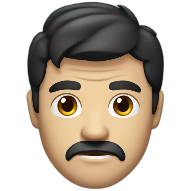 an angry black-haired man small mustache and a side parting emoji