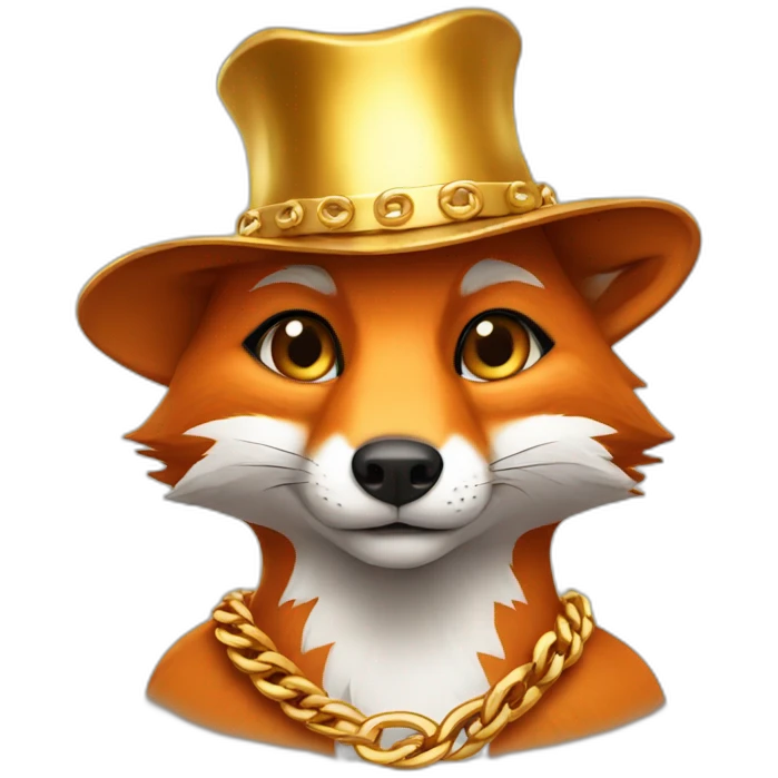 fox wearing a gold chain and hat emoji