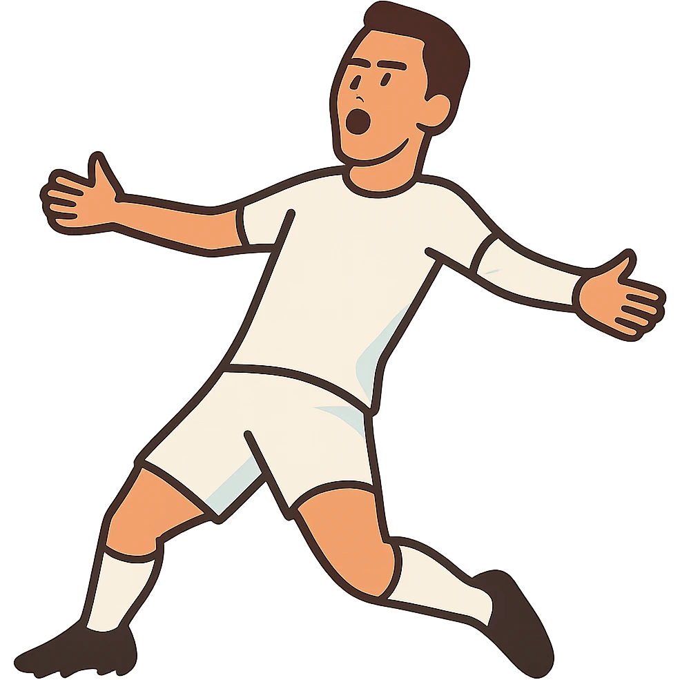 flat toon style soccer player doing a goal celebration, inspired by Cristiano Ronaldo emoji