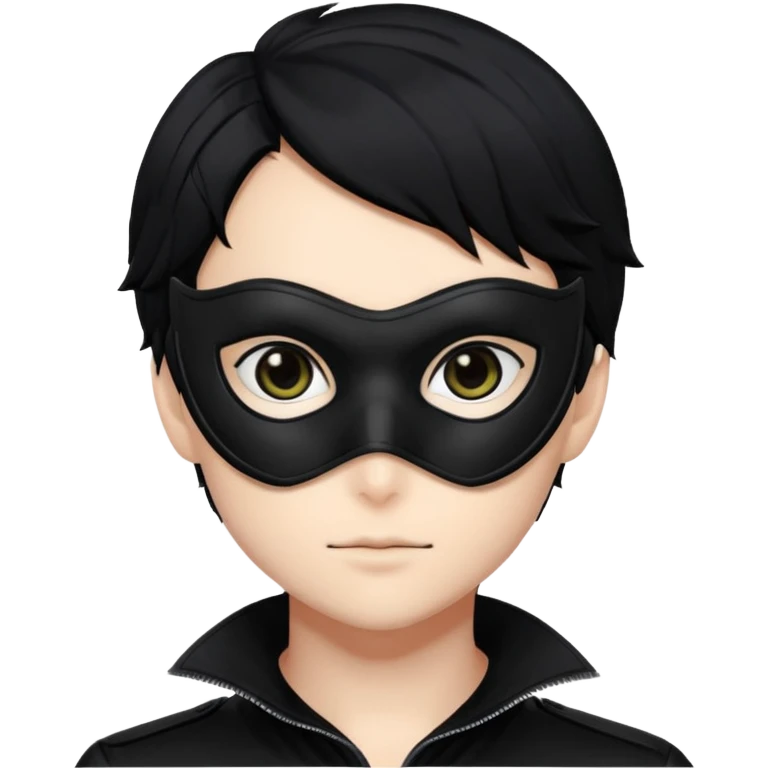 Akira persona 5 in a sleek black mask, playful eyes showing emoji