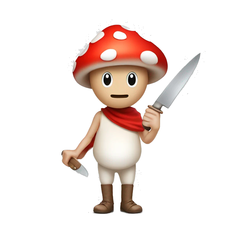 cute red and white mushroom man holding knife emoji