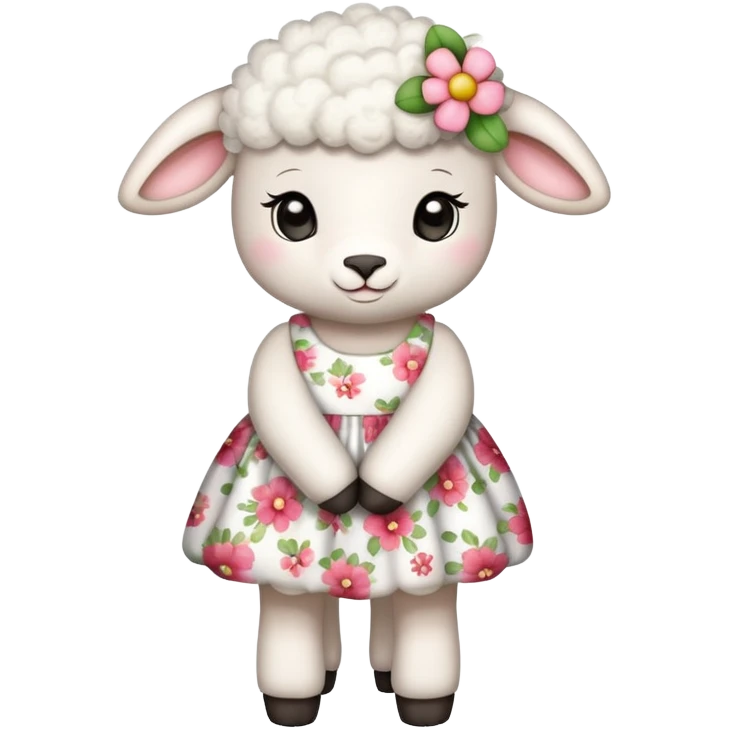 Little lamb wearing flower dress emoji