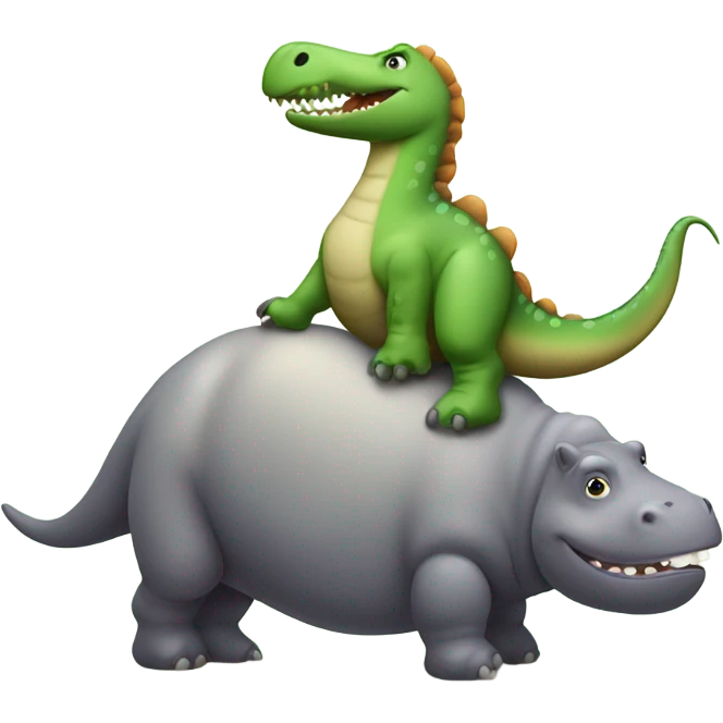 Dinosaur ridding a hippo emoji