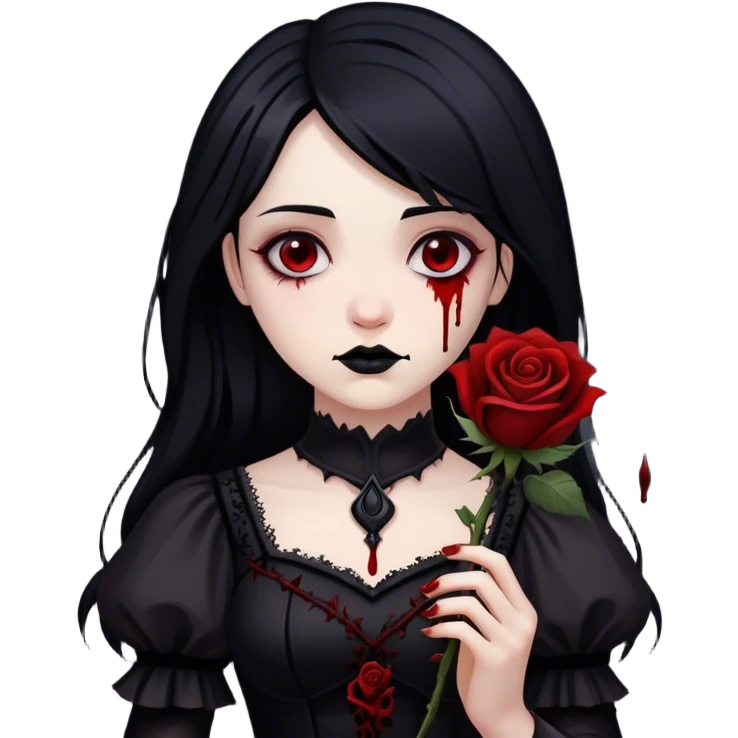 Bloody black rose anime gothic beautiful gorgeous cool edgy lady emoji