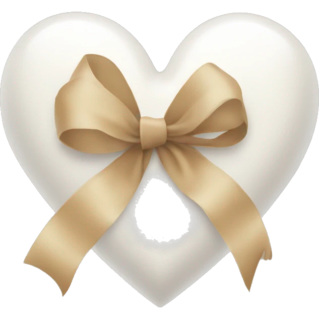 White heart with a beige ribbon on it emoji