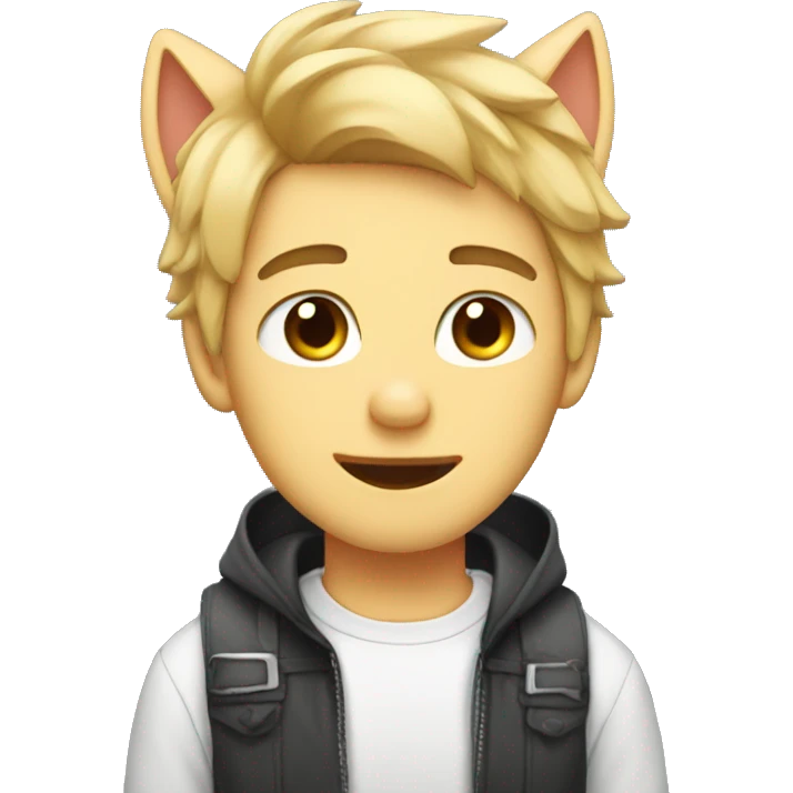 Cute guy with cat ears emoji