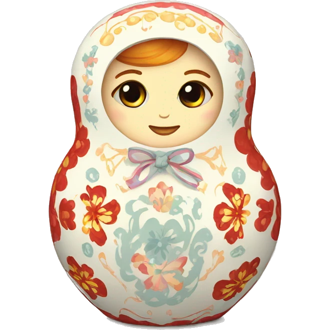 Russian doll with atomic pattern emoji