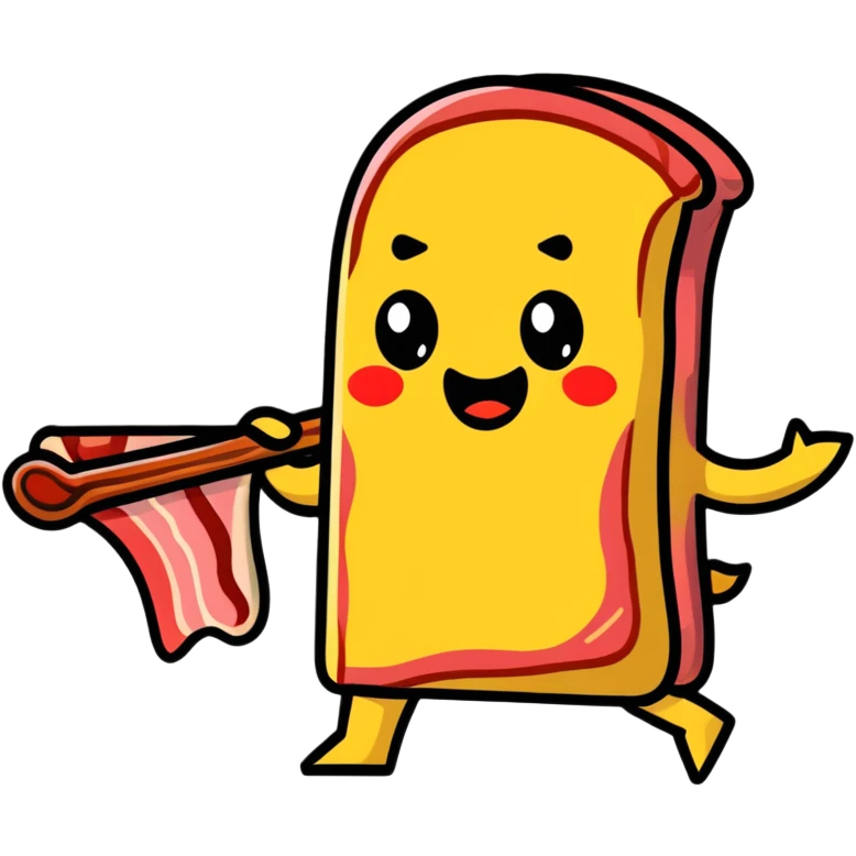 sarcasm emoji with a slice of bacon emoji