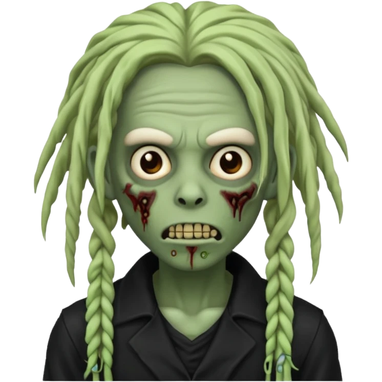 zombie with dreadlock and black outfit emoji