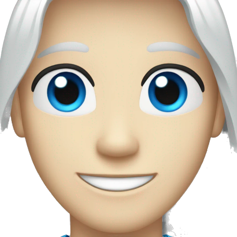 Man, blue eyes, straight black hair, bright blue eyes, white skin, caucasian, smiling, happy emoji