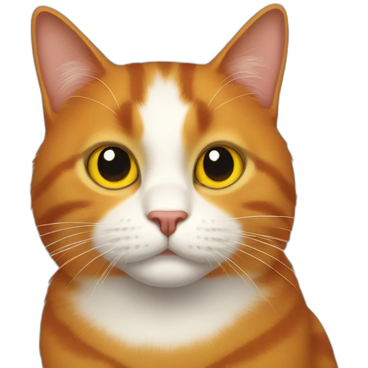 A red cat with a white spot on his face with yellow eyes emoji