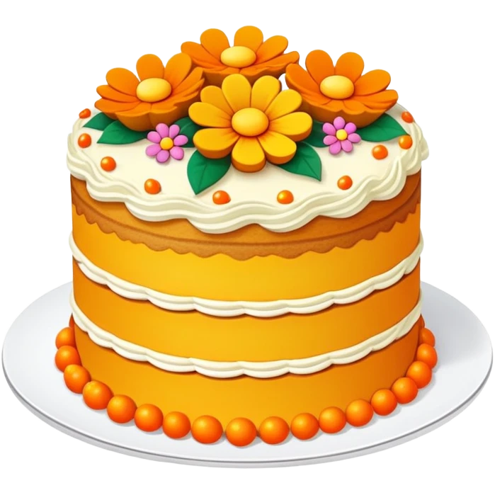 Double Ninth Festival Chongyang cake with layers and flower decorations, simplified emoji style with bold outlines and bright colors, cartoon style traditional autumn pastry emoji