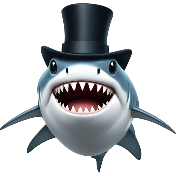 Shark with a top hat emoji