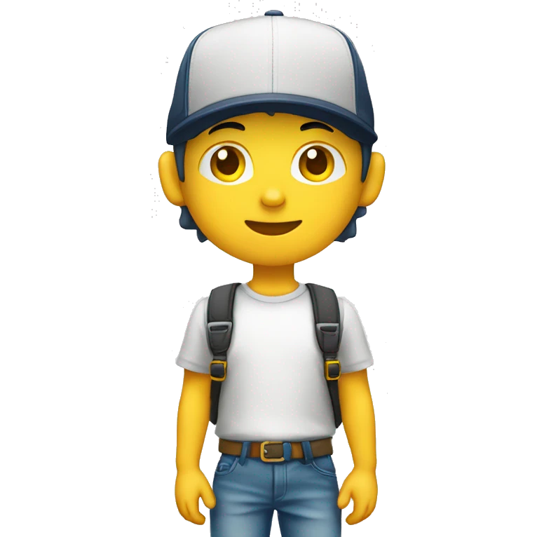 Niño blanco saludando con gorra amarilla emoji